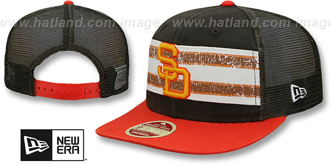 Padres 'HERITAGE-STRIPE SNAPBACK' Brown-Orange Hat by New Era