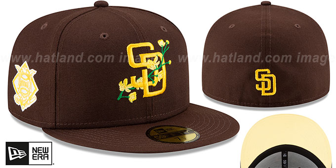 Padres 'LOGO BLOOM SIDE-PATCH' Brown-Yellow Fitted Hat by New Era