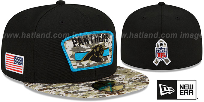 Panthers '2021 SALUTE-TO-SERVICE' Black-Desert Fitted Hat by New Era
