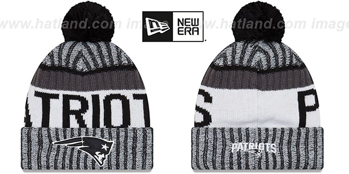 Patriots '2017 STADIUM BEANIE' Black-White Knit Hat by New Era