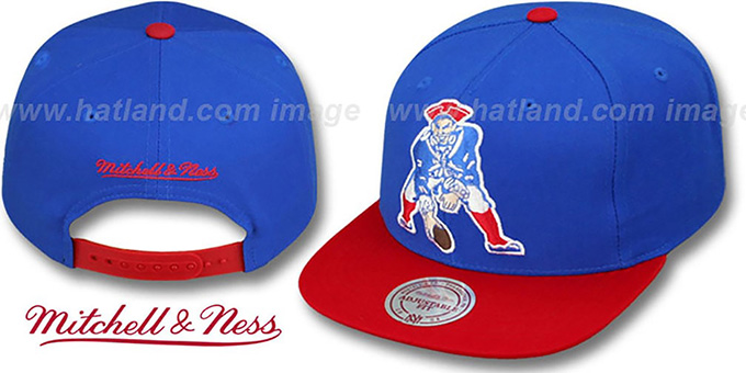 Patriots '2T XL-LOGO SNAPBACK 2' Royal-Red Adjustable Hat by Mitchell and Ness