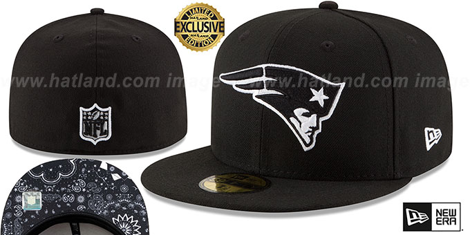 Patriots 'BLACKDANA BOTTOM' Black-White Fitted Hat by New Era