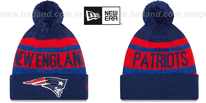 Patriots 'METALLIC STRIPE' Navy-Red Knit Beanie Hat by New Era