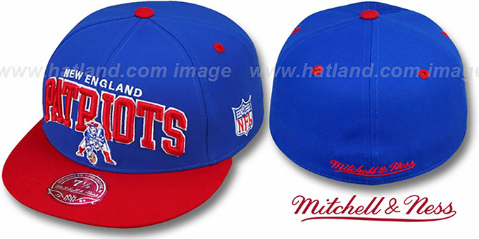 Patriots 'NFL 2T ARCH TEAM-LOGO' Royal-Red Fitted Hat by Mitchell and Ness