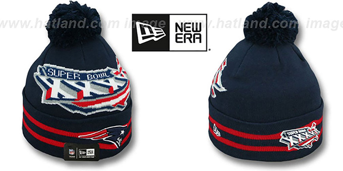 Patriots 'SUPER BOWL XXXVI' Navy Knit Beanie Hat by New Era