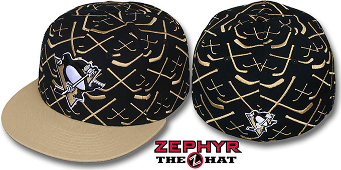 Penguins '2T TOP-SHELF' Black-Old Gold Fitted Hat by Zephyr