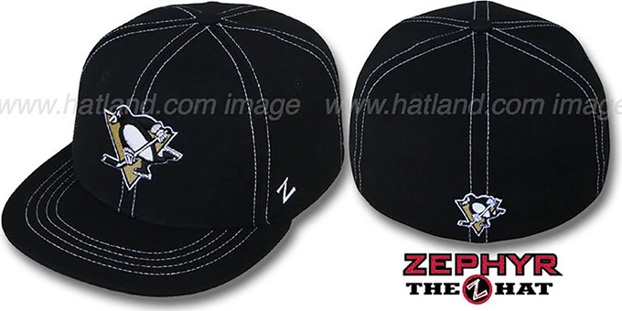 Penguins 'CONTRAST THREAT' Black Fitted Hat by Zephyr