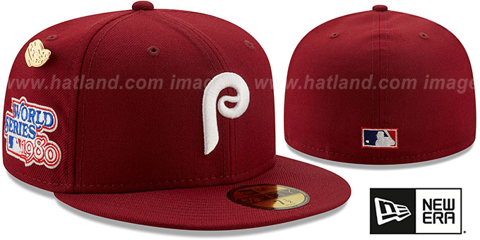 Phillies 1980 'LOGO-HISTORY' Burgundy Fitted Hat by New Era