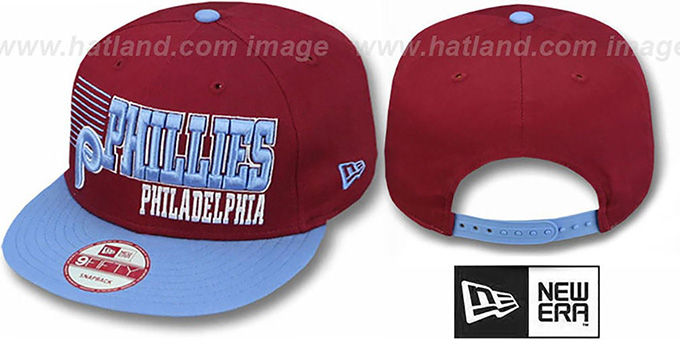 Phillies '2T COOP BORDERLINE SNAPBACK' Burgundy-Sky Hat by New Era