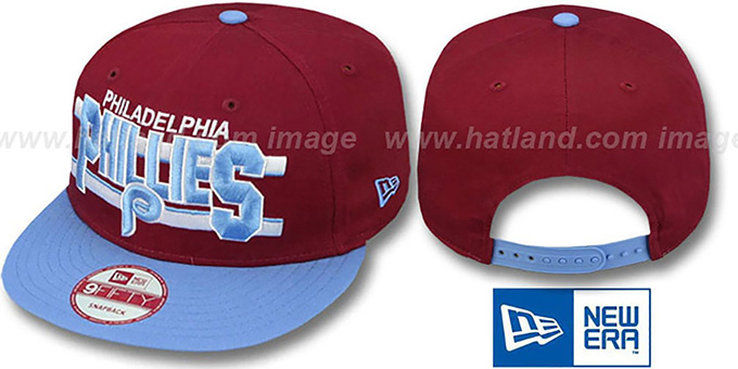 Phillies COOP 'WORDSTRIPE SNAPBACK' Burgundy-Sky Hat by New Era