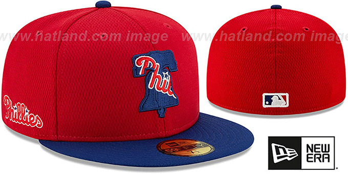 Phillies 'DASHMARK BP' Red-Royal Fitted Hat by New Era
