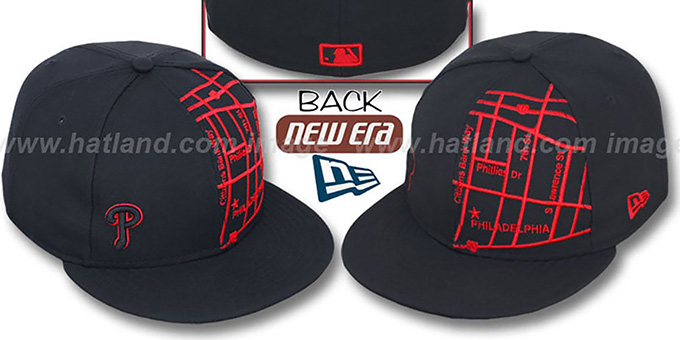 Phillies 'GPS' Black-Red Fitted Hat by New Era
