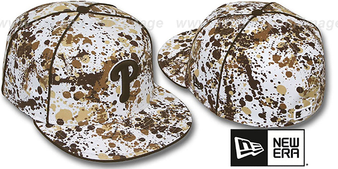 Phillies 'SPLATTER' White-Brown Fitted Hat by New Era