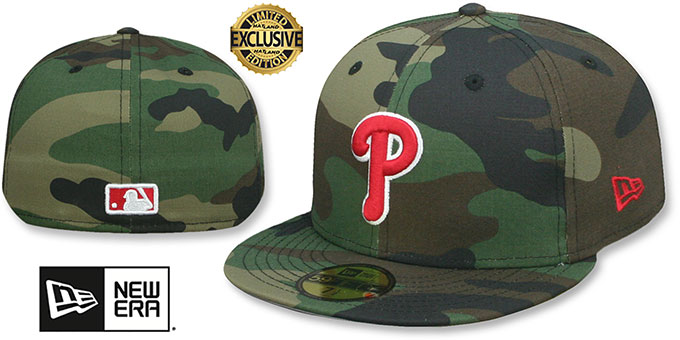Phillies 'TEAM-BASIC' Army Camo-White Fitted Hat by New Era