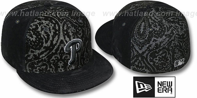 Phillies 'VELVET PAISLEY' Black Fitted Hat by New Era
