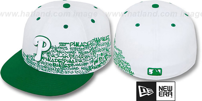 Phillies 'WORD-UP' White-Green Fitted Hat by New Era