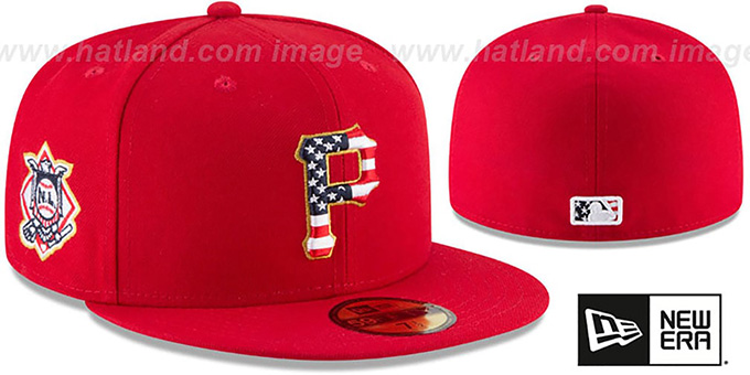 Pirates '2018 JULY 4TH STARS N STRIPES' Red Fitted Hat by New Era
