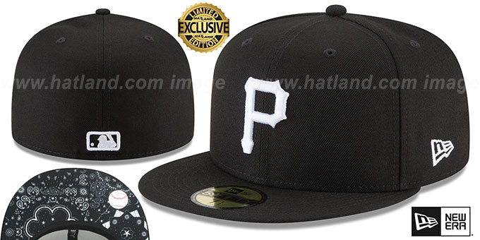 Pirates 'BLACKDANA BOTTOM' Black-White Fitted Hat by New Era