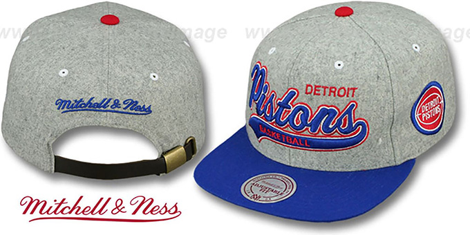 Pistons '2T TAILSWEEPER STRAPBACK' Grey-Royal Hat by Mitchell and Ness