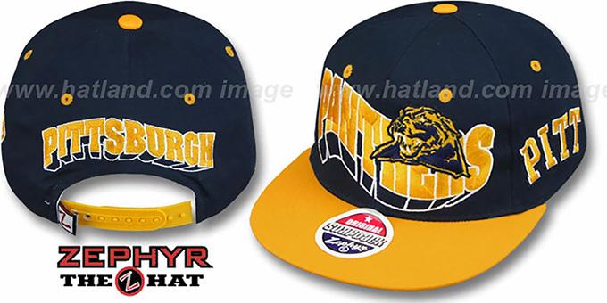 Pitt '2T FLASHBACK SNAPBACK' Navy-Gold Hat by Zephyr