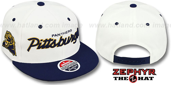 Pitt '2T HEADLINER SNAPBACK' White-Navy Hat by Zephyr