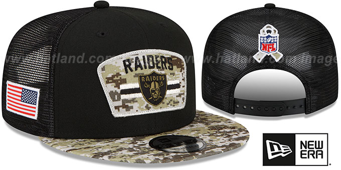 Raiders '2021 SALUTE-TO-SERVICE SNAPBACK' Black-Desert Hat by New Era
