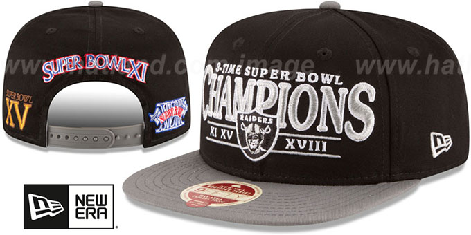 Raiders 'BAY AREA 3XSB CHAMPIONS SNAPBACK' Hat by New Era