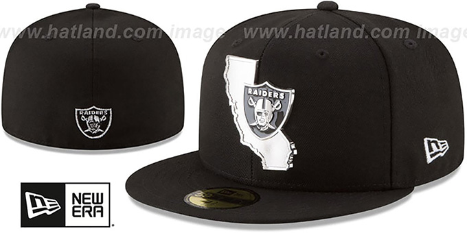 Raiders 'SILVER STATED METAL-BADGE' Black Fitted Hat by New Era