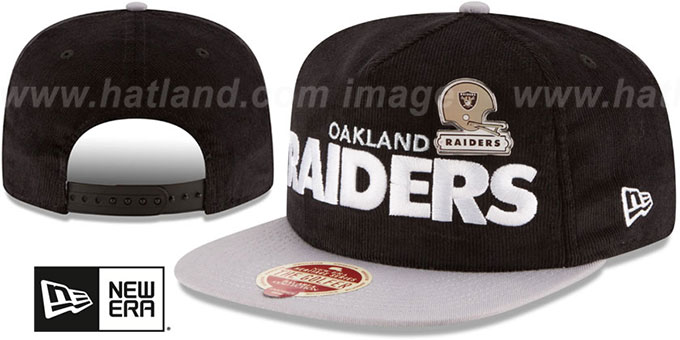 Raiders 'HERITAGE PIN CORD SNAPBACK' Black-Grey Hat by New Era