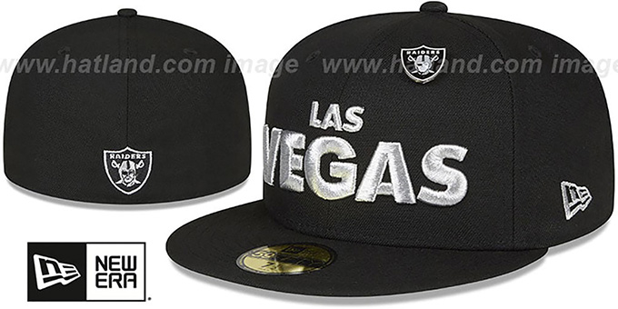 Raiders 'LAS VEGAS BLOCK-PIN' Black Fitted Hat by New Era