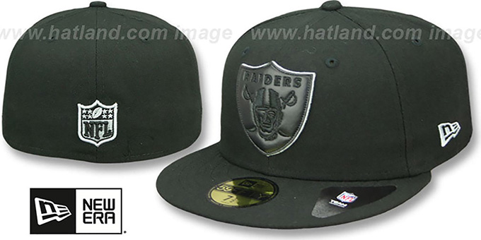 Raiders 'LEATHER POP' Black Fitted Hat by New Era