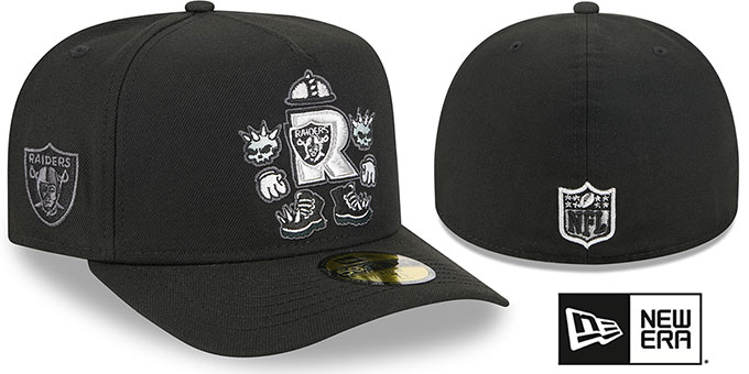 Raiders 'NFL CARTOON  A-FRAME' Black Fitted Hat by New Era