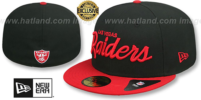 Raiders 'NFL TEAM-SCRIPT' Black-Red Fitted Hat by New Era