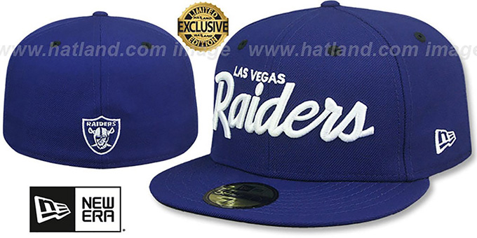 Raiders 'NFL TEAM-SCRIPT' Dark Royal Fitted Hat by New Era