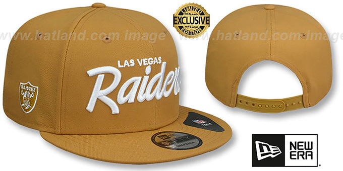 Raiders 'SCRIPT TEAM-BASIC SNAPBACK' Panama Tan Hat by New Era