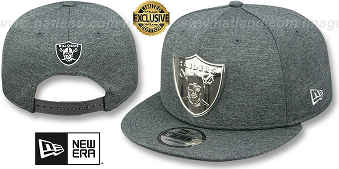 Raiders 'SILVER METAL-BADGE SNAPBACK' Shadow Tech Hat by New Era