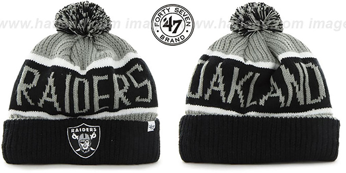 Raiders 'THE-CALGARY' Black-Grey Knit Beanie Hat by Twins 47 Brand