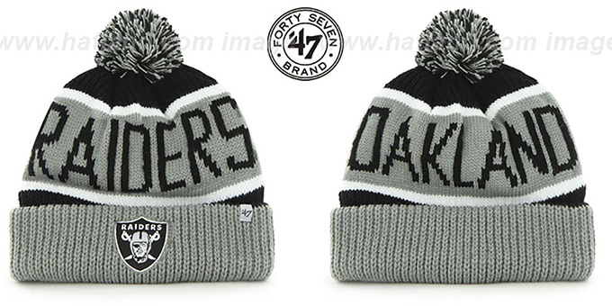 Raiders 'THE-CALGARY' Grey-Black Knit Beanie Hat by Twins 47 Brand