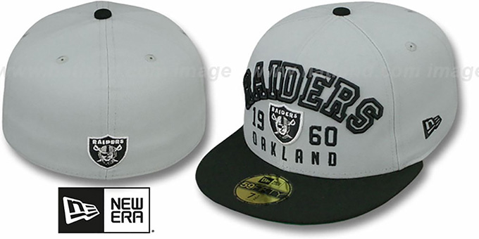 Raiders 'WORD-KNOCK' Grey-Black Fitted Hat by New Era