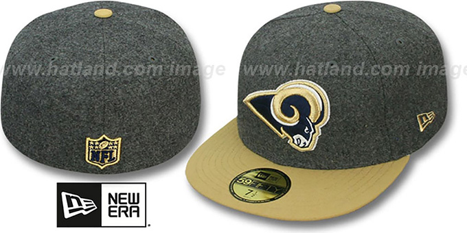 Rams '2T NFL MELTON-BASIC' Grey-Gold Fitted Hat by New Era