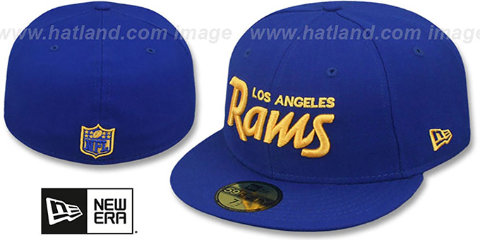 Rams 'SCRIPT TEAM-BASIC' Royal-Gold Fitted Hat by New Era