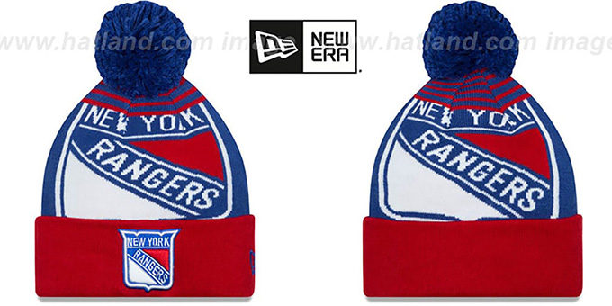 Rangers 'LOGO WHIZ' Royal-Red Knit Beanie Hat by New Era