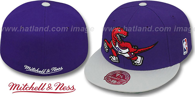 raptors 2t xl logo purple grey fitted hat by mitchell flex 2 purple light