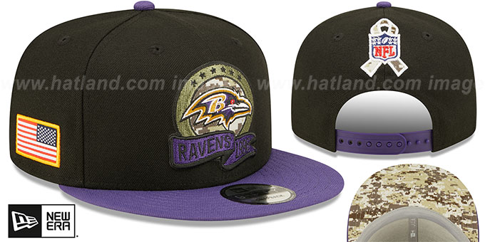 Ravens '2022 SALUTE-TO-SERVICE SNAPBACK' Black-Purple Hat by New Era