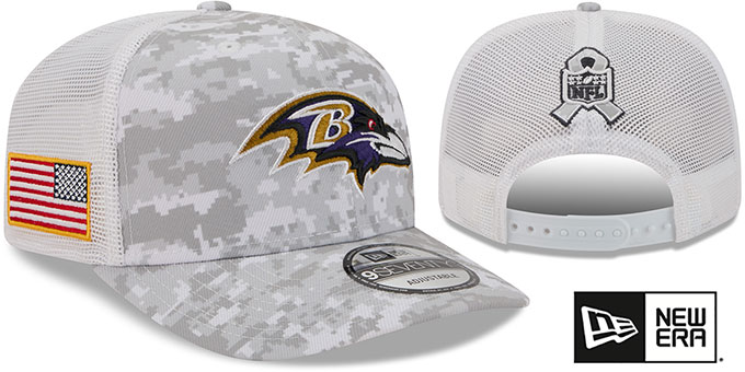 Ravens '2025 SALUTE-TO-SERVICE TRUCKER SNAPBACK' Snow White Digital Hat by New Era