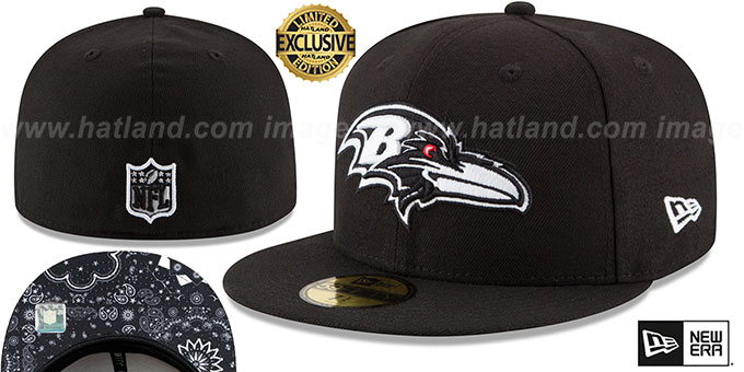 Ravens 'BLACKDANA BOTTOM' Black-White Fitted Hat by New Era