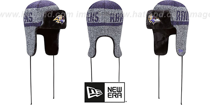 Ravens 'FROSTWORK TRAPPER' Purple Knit Hat by New Era