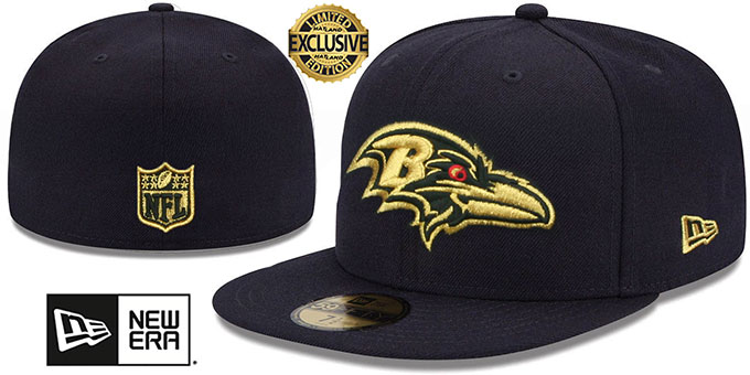 Ravens 'GOLD-METALLIC' Black Fitted Hat by New Era