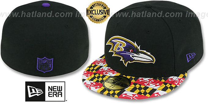 Ravens 'MARYLAND-FLAG' Black Fitted Hat by New Era