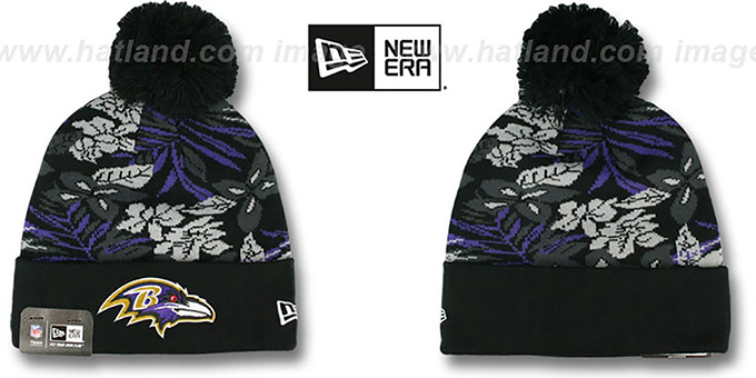 Ravens 'SNOW-TROPICS' Black Knit Beanie Hat by New Era